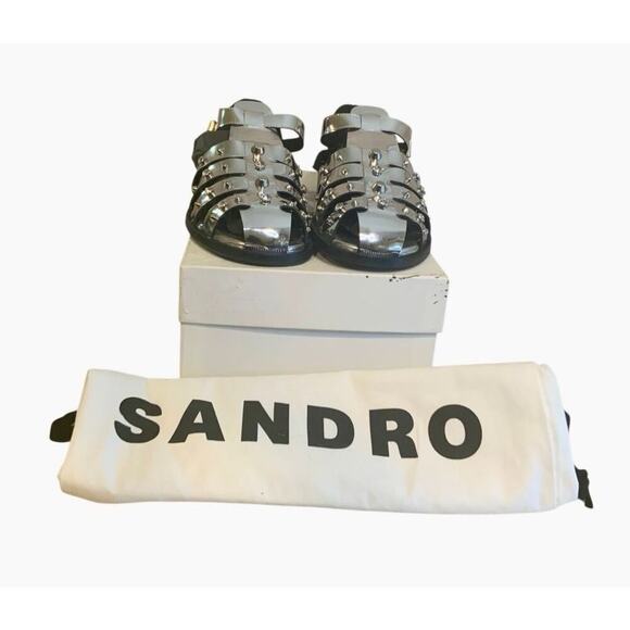 Sandro Studded Fisherman Sandals - Silver - Picture 10 of 10
